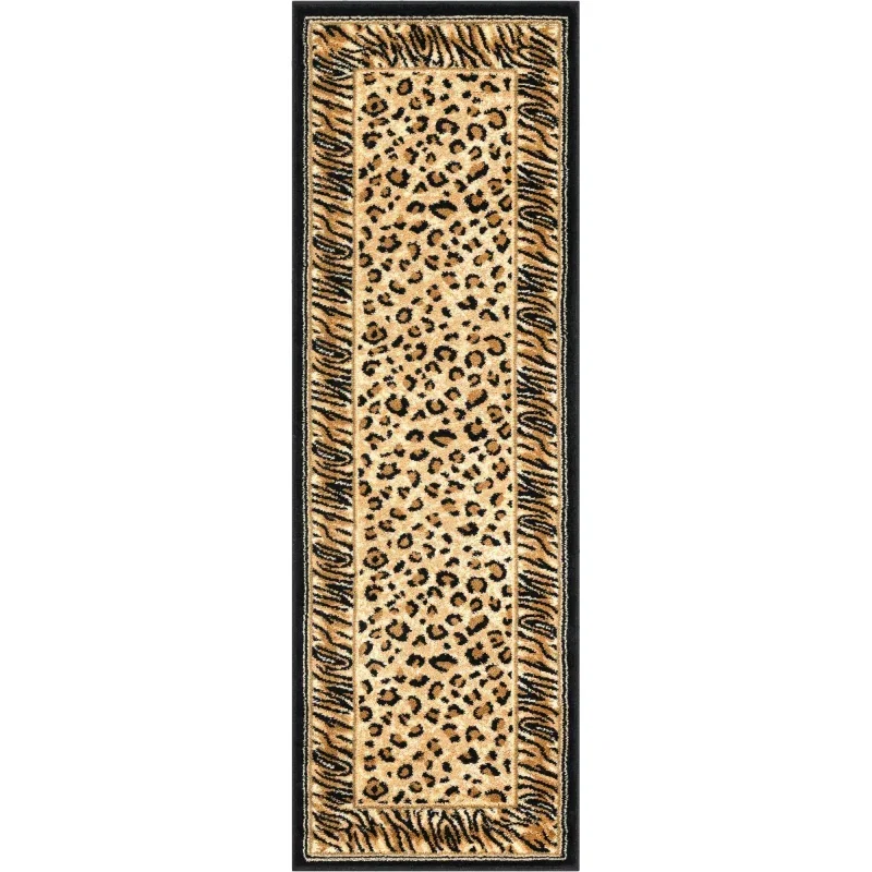 Tapete Vida Salvaje Leopardo Enmarcado en Café Claro, versión corredor