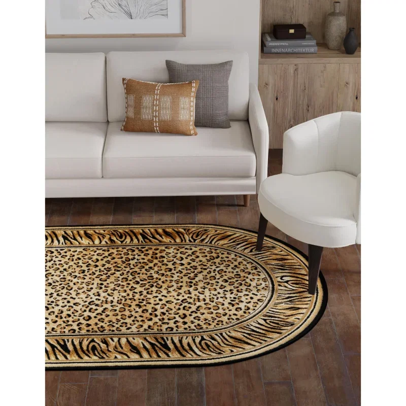 Tapete Vida Salvaje Leopardo Enmarcado en Café Claro, detalle 10
