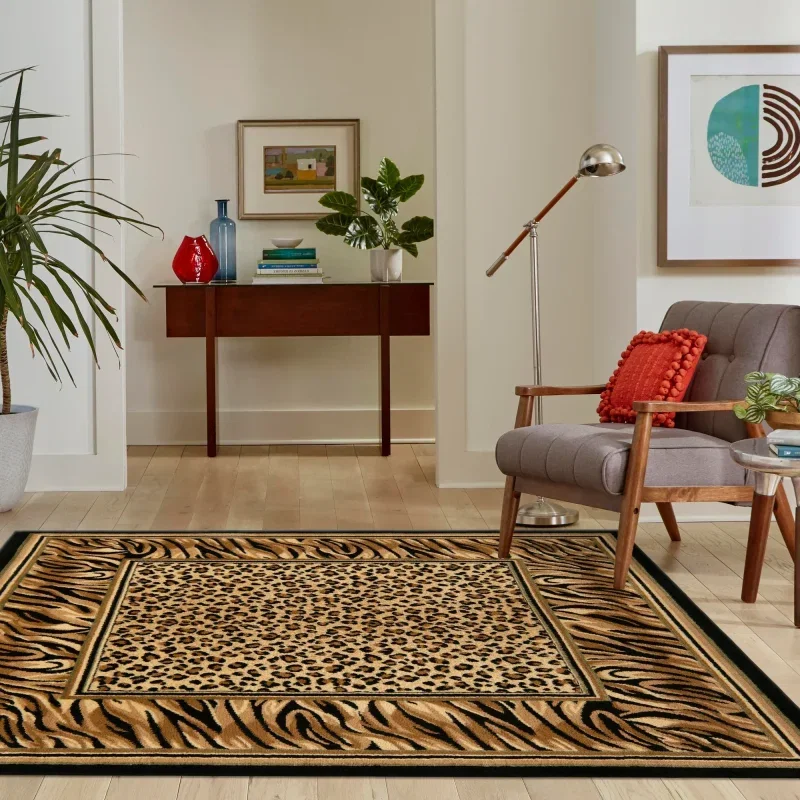 Tapete Vida Salvaje Leopardo Enmarcado en Café Claro, detalle 4