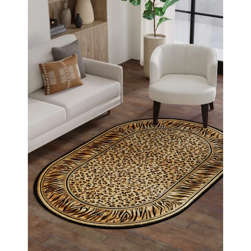 Tapete Vida Salvaje Leopardo Enmarcado en Café Claro, detalle 5