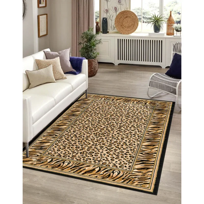 Tapete Vida Salvaje Leopardo Enmarcado en Café Claro, detalle 6