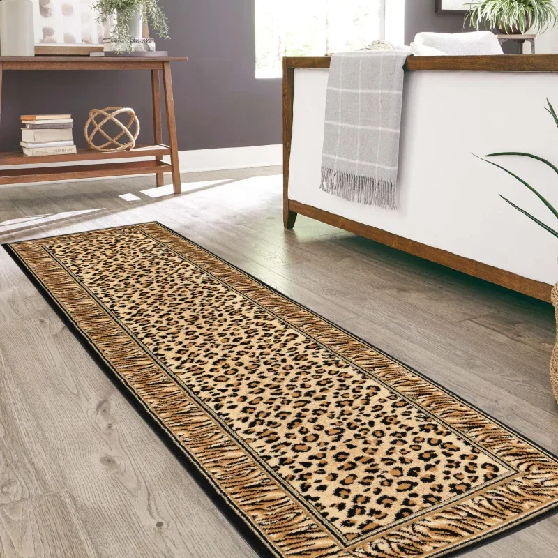 Tapete Vida Salvaje Leopardo Enmarcado en Café Claro, detalle 8