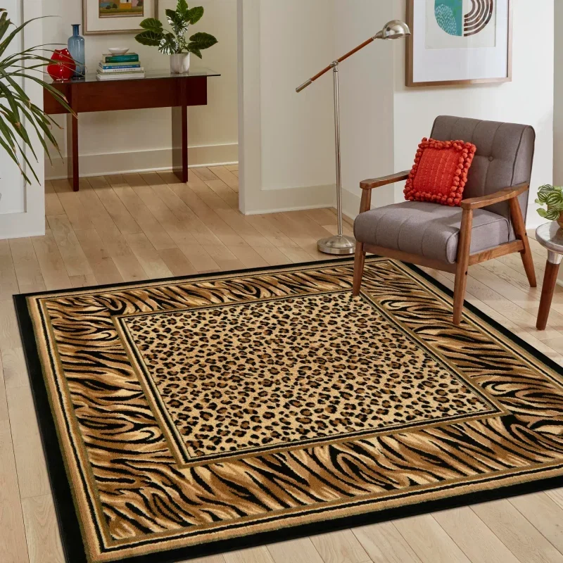 Tapete Vida Salvaje Leopardo Enmarcado en Café Claro, detalle 9